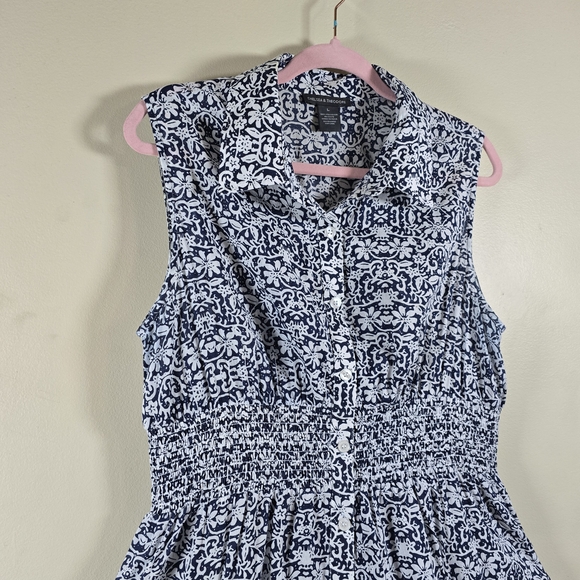 Chelsea & Theodore Blue White Sleeveless Full Maxi Floral Dress Size Large. - Picture 9 of 15
